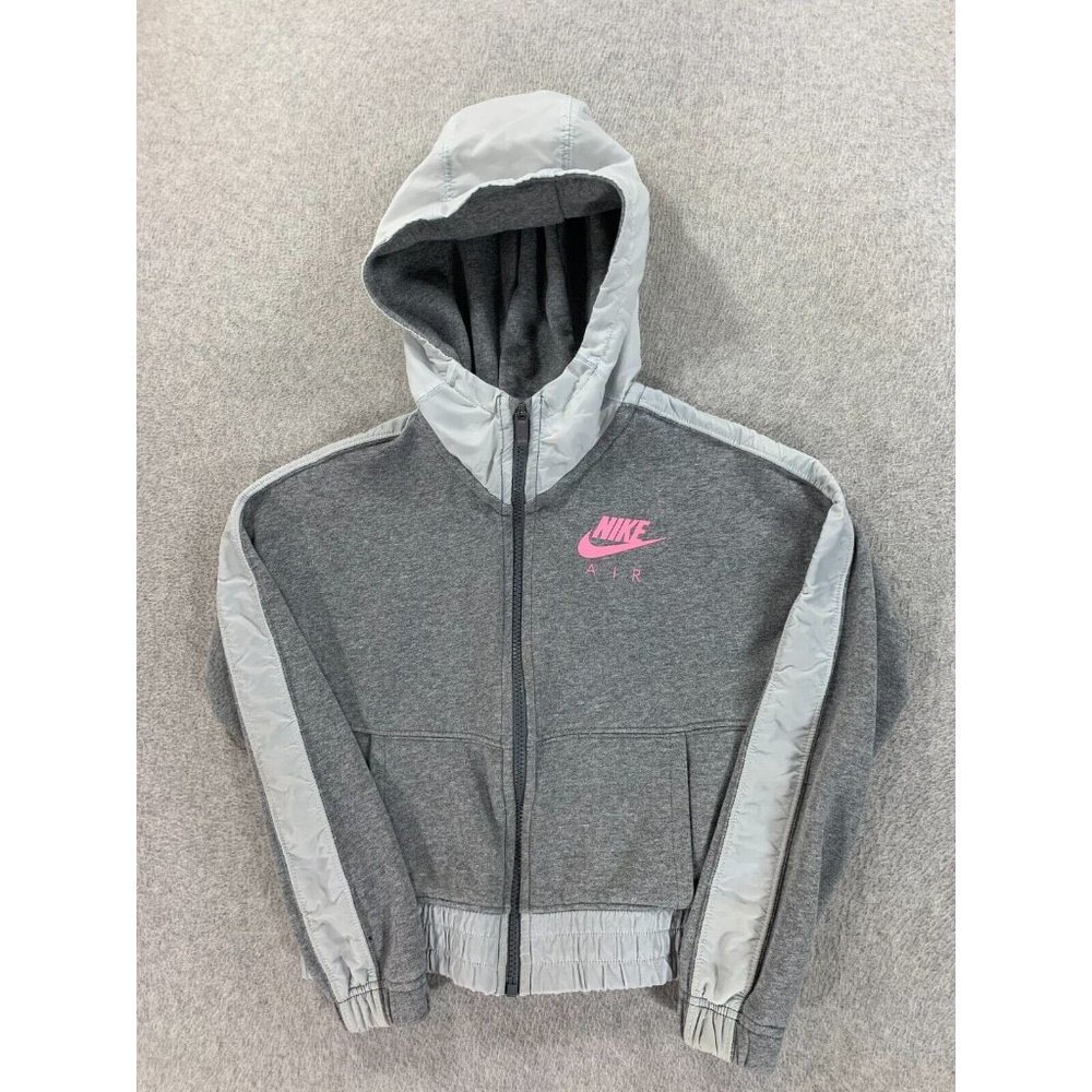 Nike AIR Cotton Blend Full Zip Hoodie Jacket (Girl's Medium)‎ Gray
